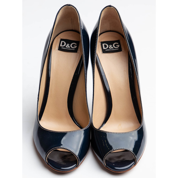 Good Dolce Gabbana Gray Leather Peep-Toe High Heels Size 36.5